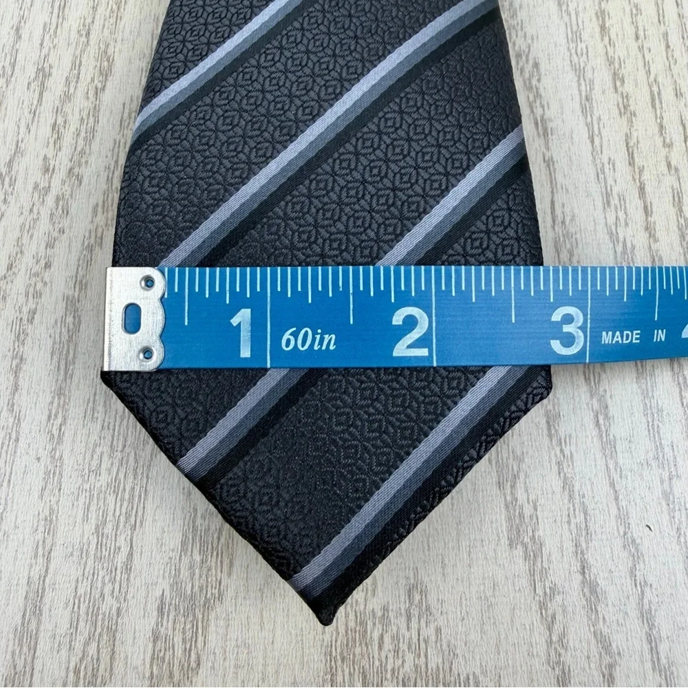 775 Alfani Men's Tie Vaughn Stripe 001 Black $55 Polyester 1afc24-2002